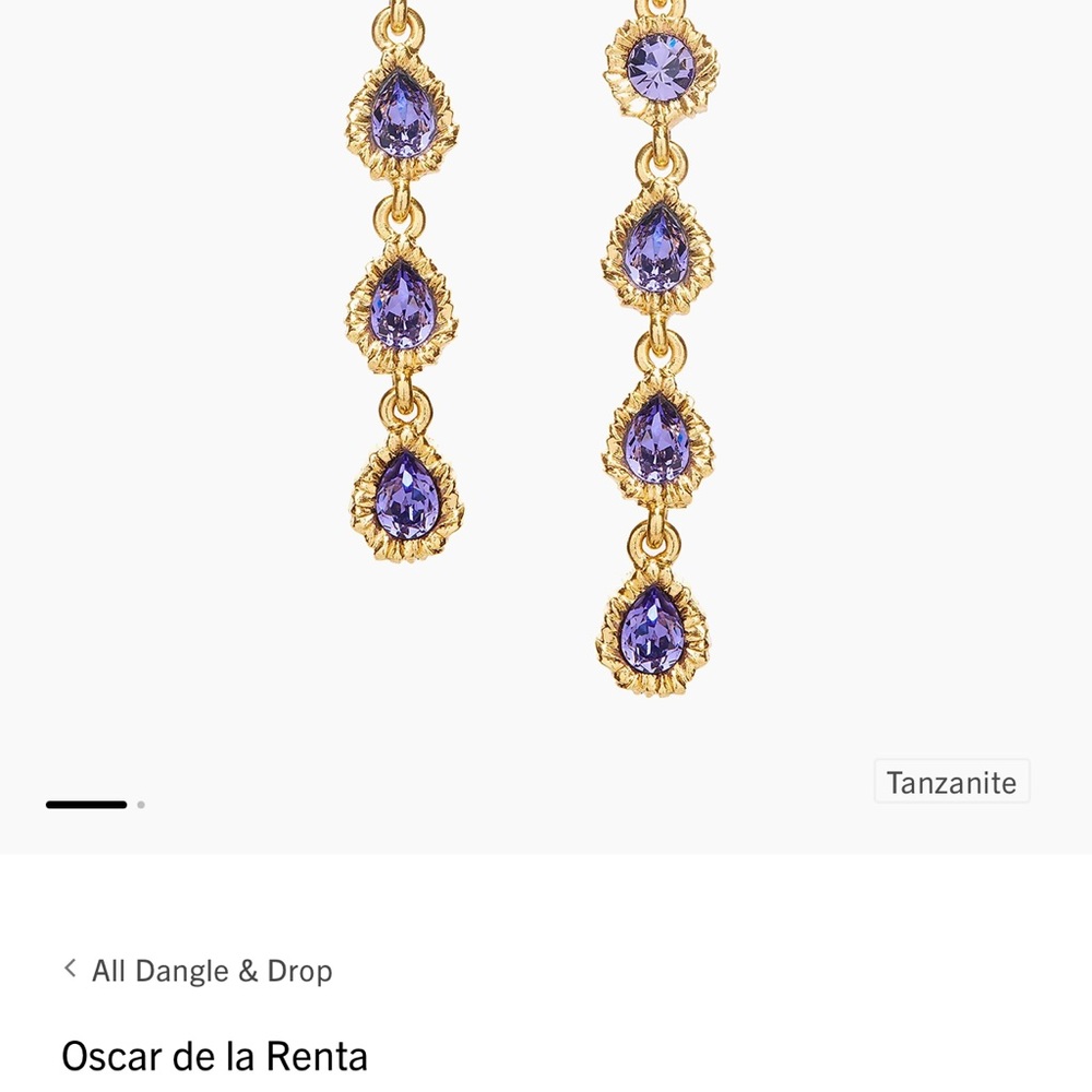 Oscar de la Renta Gold and Purple Dangle Earrings